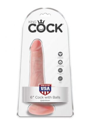 King Cock - Dildo z przyssawką i jądrami 15cm cieliste