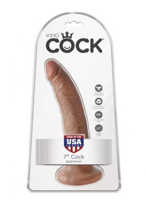 King Cock - Dildo realistyczne z przyssawką 18 cm brązowe