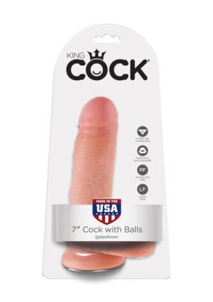King Cock - Dildo z przyssawką i jądrami 18 cm cieliste