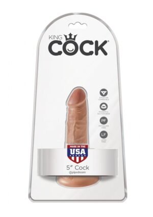 King Cock - Dildo z przyssawką realistyczne 13 cm brązowe, mały rozmiar