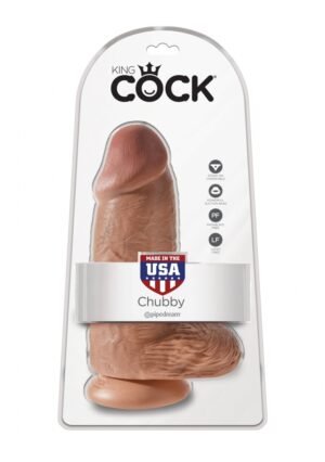 King Cock - Dildo grube z przyssawką Chubby 23cm brązowe, bardzo grube, średnica 7,6cm
