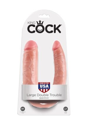 King Cock - Dildo podwójne, dwustronne Double Trouble 18cm cieliste