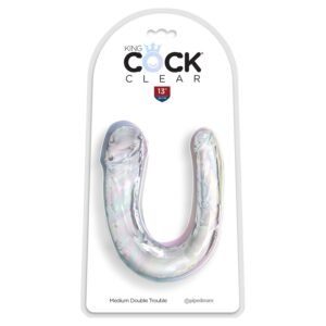 King Cock Clear - Dildo podwójne Double Trouble 33cm przezroczyste