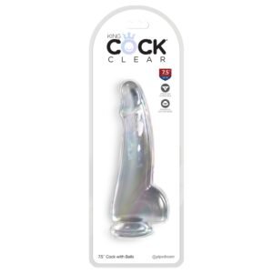 King Cock Clear - Dildo z przyssawką i jądrami 19cm przezroczyste